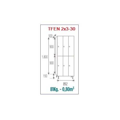 Taquillas fenólicas 2 puertas 3 cuerpos