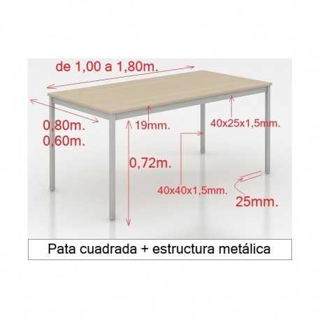 Mesa MADI-1600 patas cuadradas