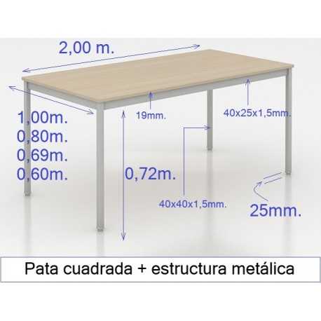 Mesa MADI-2000 x 690 patas cuadradas